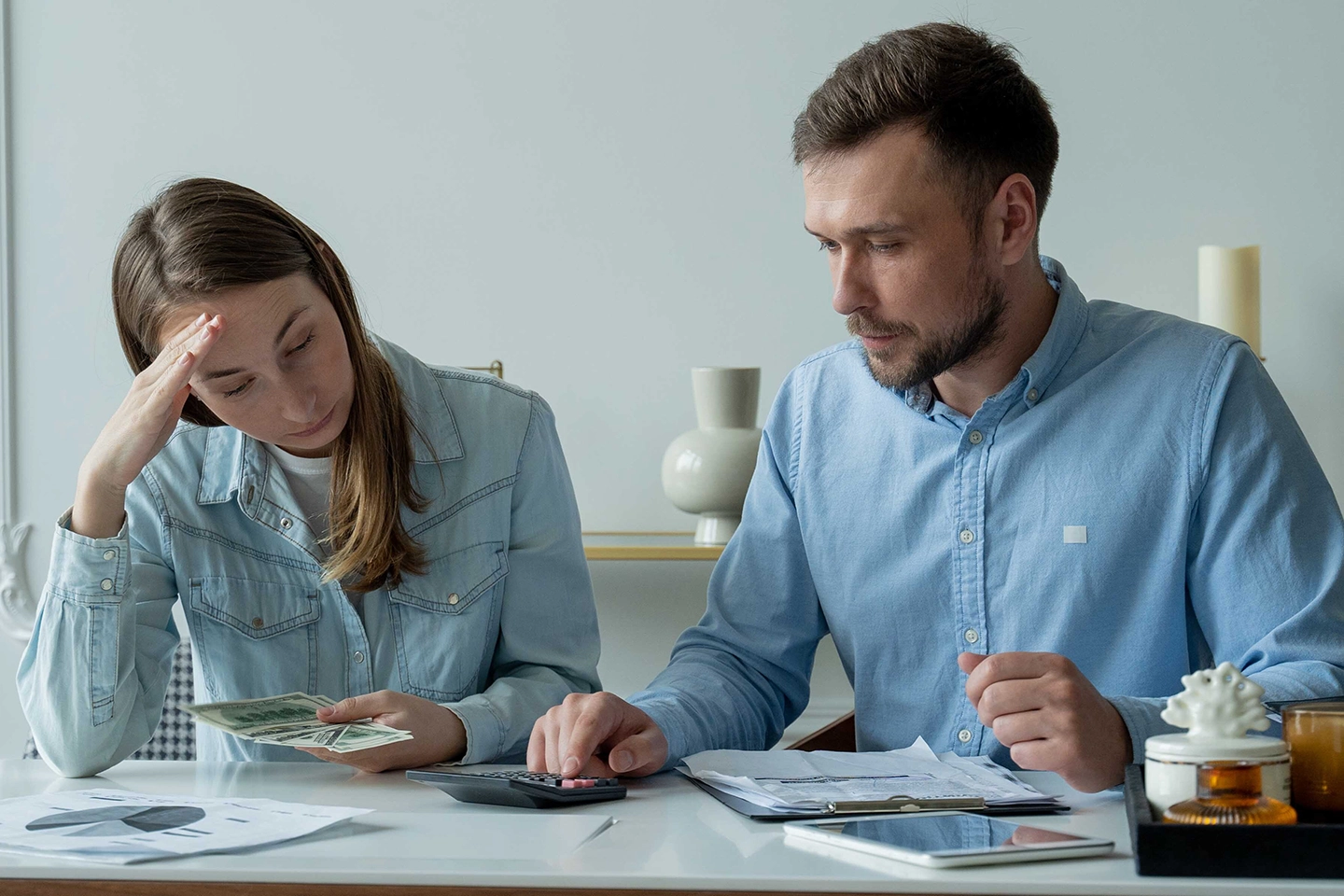 Couple reviewing finances